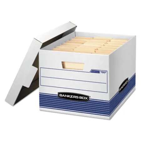Bankers Box - Fel-00789 - Stor/File Medium-Duty Letter/Legal Storage Boxes, Letter/Legal Files, 12.75 X 16.5 X 10.5, White/Blue, 12/Carton
