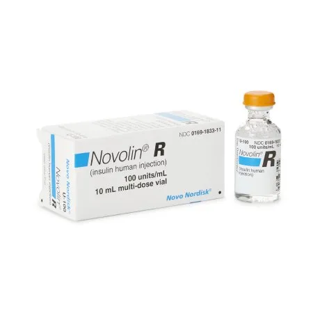 Novo Nordisk Pharmaceutical - Novolin R - 169183311 - Novolin R Regular Human ins (rDNA Origin) 100 U / mL Injection Multiple-Dose Vial 10 mL
