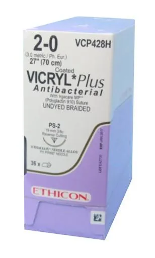 Ethicon - VCP427H - Suture 3-0 27in Vicryl Plus Antibacterial Und. Ps-2 (box Of 36)