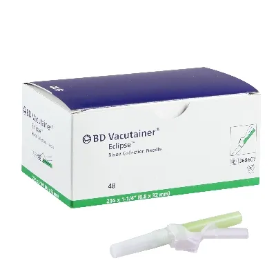 BD Becton Dickinson - BD Vacutainer Eclipse - From: 368607 To: 368608 -   Blood Collection Needle 21 Gauge 1 1/4 Inch Needle Length Safety Needle Without Tubing Sterile