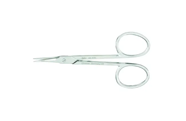 Integra Lifesciences - Miltex - 40-445 - Cuticle Scissors Miltex 3-1/2 Inch Length Or Grade Chrome Plated Carbon Steel Nonsterile Finger Ring Handle Curved Blade Sharp Tip / Sharp Tip