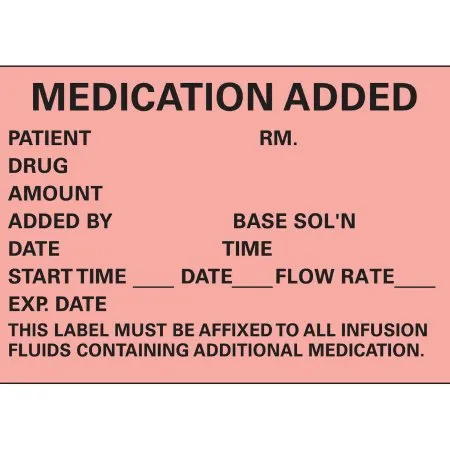 Precision Dynamics - Timemed - N-200 - Pre-Printed Label Timemed Anesthesia Label Fluorescent Red Paper Medication Added Black Medication Instruction 1-3/4 X 2-1/2 Inch