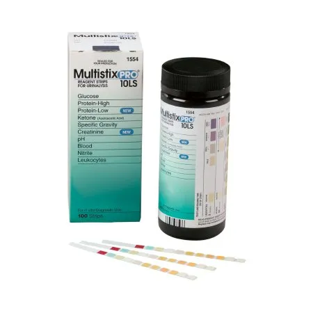 Siemens - Multistix - 10331147 -  Reagent Test Strip  Blood  Creatinine  Glucose  Ketone  Leukocyte  Nitrite  pH  Protein  Specific Gravity For use with Clinitek 50 Urine Chemistry Analyzer 100 per Bottle