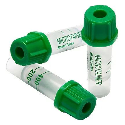 BD Becton Dickinson - 365965 - BD Bd Microtainer Capillary Blood Collection Tube Plasma Tube Lithium Heparin Additive 15.3 X 46 Mm 200 µL To 400 µL Green Bd Microgard Closure Plastic Tube
