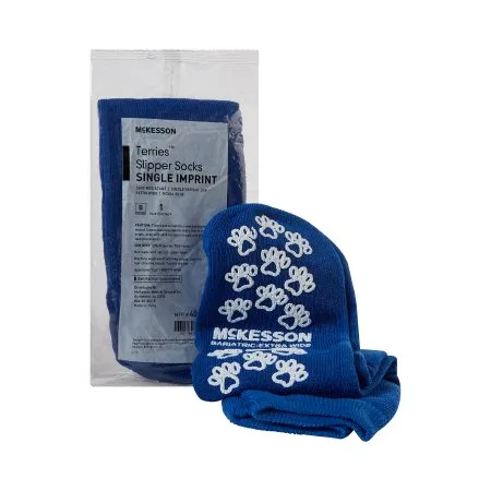 McKesson - 40-1099 - Terries Slipper Socks Terries Bariatric / Extra Wide Royal Blue Above the Ankle