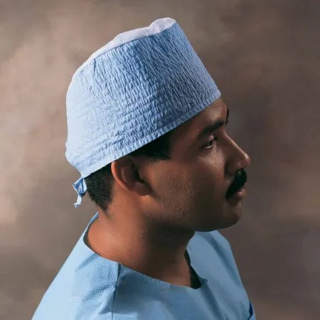 O & M Halyard - 69520 - O&M Halyard Surgeon Cap One Size Fits Most Blue Tie Closure