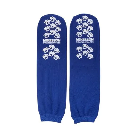 McKesson - 40-1099-001 - Terries Slipper Socks Terries Bariatric / Extra Wide Royal Blue Above the Ankle