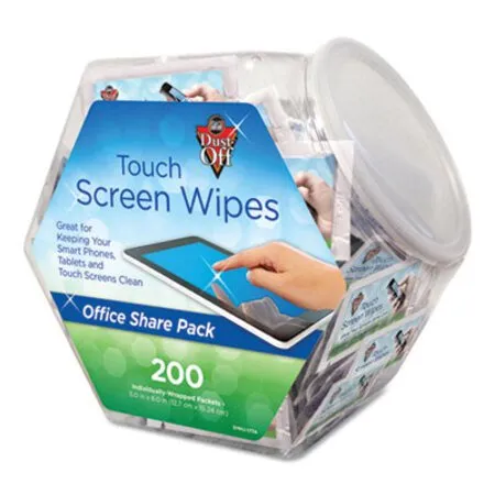 Dust-Off - FAL-DMHJ - Touch Screen Wipes, 5 X 6, Citrus, 200 Individual Foil Packets In An Easy Grab Jar