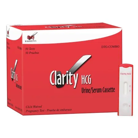 Clarity Diagnostics - Clarity - DTG-COMBO - Reproductive Health Test Kit Clarity Fertility Test hCG Pregnancy Test Serum / Urine Sample 50 Tests CLIA Waived for Urine / CLIA Moderate Complexity for Serum