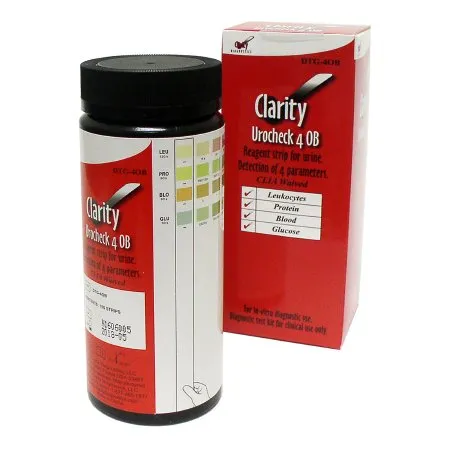 Clarity Diagnostics - DTG-4OB - Urinalysis Reagent Clarity Blood, Glucose, Leukocytes, Protein For Clarity Urocheck Urinalysis Meter