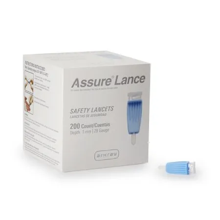 Arkray - Assure - 980228 - USA  Safety Lancet  28 Gauge Protective Safety Cap Push Button Activation Finger