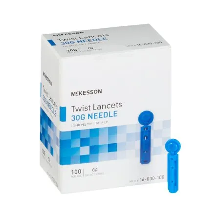McKesson - From: 16-028-100 To: 16-030-100 - Lancet for Lancing Device 30 Gauge Non Safety Twist Off Cap Finger