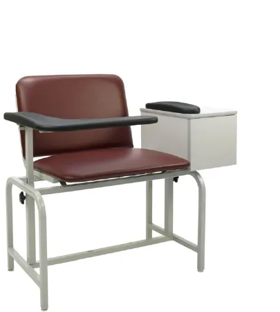 Winco - Extra Wide - 2574-07 - Blood Drawing Chair with Drawer Extra Wide Single Pivot Armrest Gray