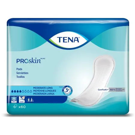 Essity Health & Medical Solutions - 41409 - Essity TENA ProSkin Moderate Long Bladder Control Pad TENA ProSkin Moderate Long 12 Inch Length Moderate Absorbency Dry Fast Core One Size Fits Most