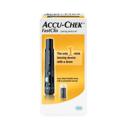 Roche - Accu-Chek - 05864666160 - Accu Chek Lancing Device Accu Chek Preloaded Safety Drum Push Button Activation Multiple Sites