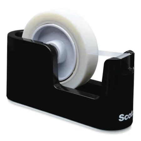 Scotch - MMM-C24 - Heavy Duty Weighted Desktop Tape Dispenser With One Roll Of Tape, 3 Core, Abs, Black