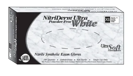 Innovative Healthcare - NitriDerm Ultra White - 167300 - Exam Glove Nitriderm Ultra White Large Nonsterile Nitrile Standard Cuff Length Fully Textured White Not Rated