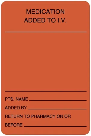 United Ad Label - Spee-D-Date - ULHH502 - Pre-printed Label Spee-d-date Anesthesia Label Fluorescent Red Paper Medication Added To Iv Black Medication Instruction 2 X 3 Inch