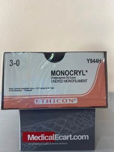 Ethicon - Y945H - Suture Monocryl Suture: Undyed Monofil Suture Usp (3 Metric) Ct-1 Needle