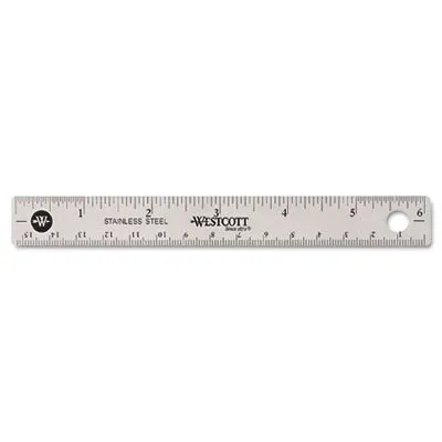 Westcott - ACM-10414 - Stainless Steel Office Ruler With Non Slip Cork Base, Standard/metric, 6 Long