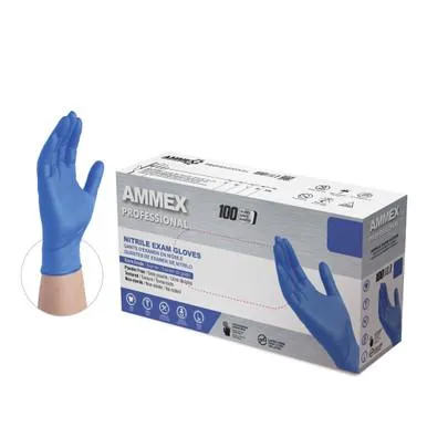 Ammex - From: ACNPF42100 To: ACNPF48100 - Cerulean Exam Gloves, Cerulean Nitrile PF 3mil Palm Thicknes 4mil Finger Thickness  US Sales Only Products cannot be sold on Amazon com or any other third Party sites