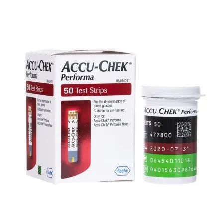 Roche Diagnostic Systems - Accu-Chek Performa - 07299702001 - Roche Accu Chek Performa Blood Glucose Test Strips Accu Chek Performa 50 Strips per Pack