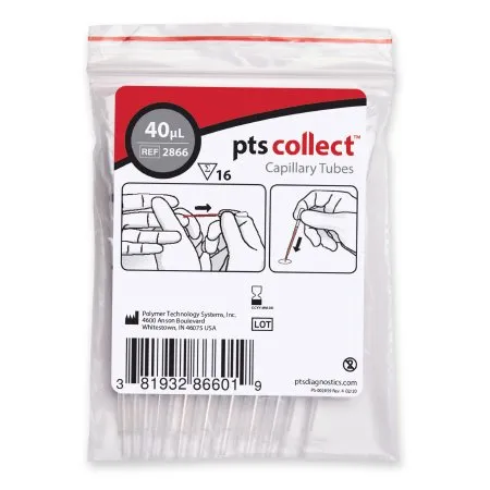 PTS Diagnostics - From: 2863 To: 2866 - Capillary Blood Collection Tube Micro hematocrit Plain 40 µL Black Stripe Without Closure Glass Tube