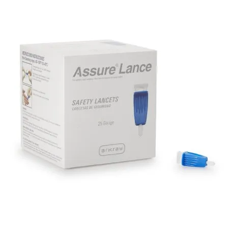Arkray - Assure - 990125 - USA  Safety Lancet  25 Gauge Protective Safety Cap Push Button Activation Finger