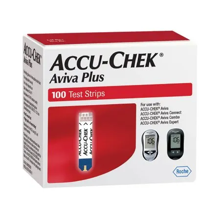 Roche Diabetes Care - Accu-Chek Aviva Plus - 06908268001 - Accu Chek Aviva Plus Blood Glucose Test Strips Accu Chek Aviva Plus 100 Strips per Pack
