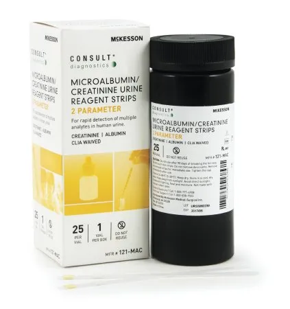 McKesson - 121-MAC - Consult Reagent Test Strip Consult Albumin  Creatinine For CONSULT 120 Ultra Urine Analyzer (MFR 121 120) 25 per Bottle