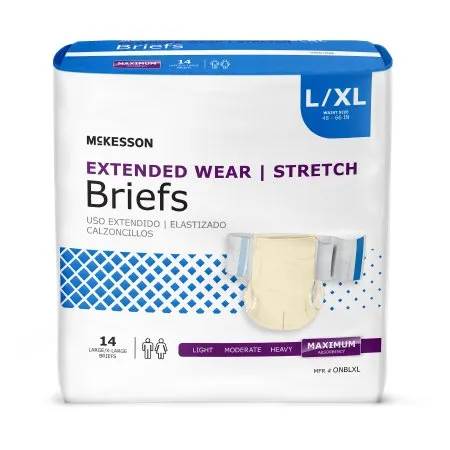 McKesson - ONBLXL - Extended Wear Unisex Adult Incontinence Brief Extended Wear Large / X Large Disposable Heavy Absorbency