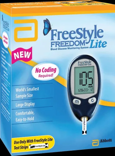 Abbott - 70914 - Diabetes Care FreeStyle Freedom Lite Blood Glucose Monitoring System, Results in Just 5 sec