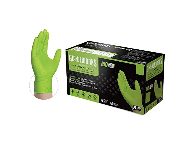 Ammex - GWGN44100 - Gloveworks HD Industrial Glove Nitrile Medium Green Powder-Free 100-bx 10 bx-cs -US Sales Only- -Products cannot be sold on Amazon-com or any other third Party sites--