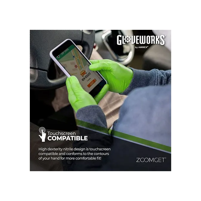 Ammex - GWGN46100 - Gloveworks HD Industrial Glove Nitrile Large Green Powder-Free 100-bx 10 bx-cs -US Sales Only- -Products cannot be sold on Amazon-com or any other third Party sites--