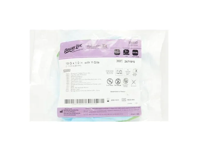 Bard - From: 2671910 To: 2672234 - PowerLoc PAK Safety Infusion Set with Y Injection Site, 19G x 1", 5/cs