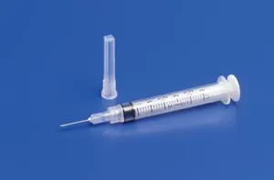 Cardinal Health - From: 1180323100 To: 1180325100 - Monoject Soft Pack 3 mL Syringe with Standard Hypodermic Needle 25G x 1" (0.508 mm  2.5 cm), Sterile, Single use, Latex free. 100 count box.