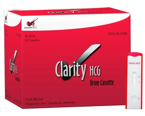 Clarity Diagnostics - From: DTG-HCGPLUS50 To: DTG-HCGPLUS50 (X6) - CLARITY HCG Urine Test Cassette (Box 50) &#147;CLIA Waived&#148;