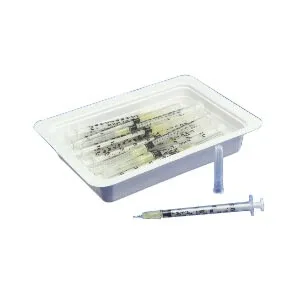 Cardinal Health - 8881501962 - Monoject Allergy Trays with 1 cc Tuberculin Syringe and 27 Gauge x 1/2" Detachable Needle, Sterile, Latex- free, Accu-tip Flat Plunger Tip, 1/100mL Graduations