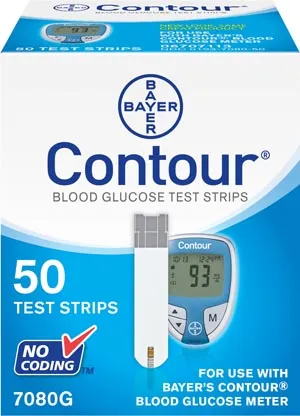Ascensia - 7080G - Test Strips, (Contour 50s) For 9545 Meters, CLIA Waived, 50/bx (Continental US+HI, PR Only)