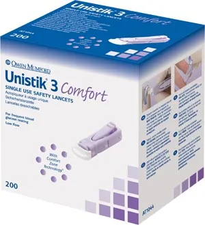 Owen Mumford - From: AT1044 To: AT1047 - Unistik 3 Comfort Safety Lancet 28G (50 count)
