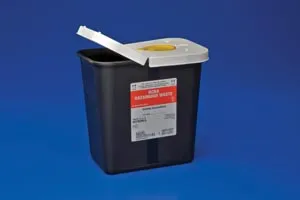 Cardinal - SharpSafety - 8602RC - RCRA Waste Container SharpSafety Black Base 10 H X 10-1/2 W X 7-1/4 D Inch Horizontal Entry 2 Gallon