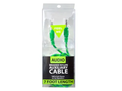 Kole Imports - EL682 - Braided Nylon Auxiliary Audio Cable