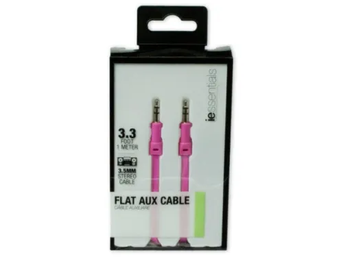 Kole Imports - EN083 - Iessentials Pink Flat Aux Cable 1 Meter