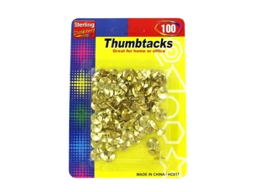 Kole Imports - HC017 - 100 Pack Brass Colored Thumbtacks