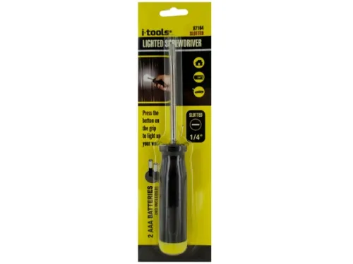 Kole Imports - MT463 - 1/4 In. Slotted Lighted Screwdriver (req. 2 Aaa Batteries)
