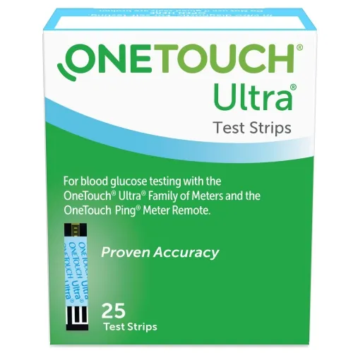 Lifescan - 353885994255 - OneTouch Ultra Blue Blood Glucose Test Strip with DoubleSure Technology, Single Use, FastDraw Design, Narrow Channel, Contact Bars, Retail