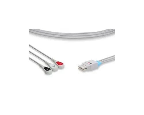 Cables and Sensors - LX3-90S0 - ECG Leadwire, 3 Leads Snap, Datex Ohmeda Compatible w/ OEM: LKM017, 545327-HEL, 107328, LW-2600029/3A, LKM017, 545327-HEL, 107328, LW-2600029/3A (DROP SHIP ONLY) (Freight Terms are Prepaid & Added to Invoice - Contact Vendo
