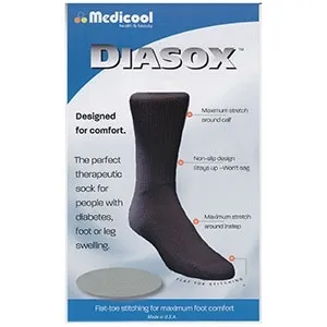 Medicool - Diasox - DISB-LARGE - Diasox seam-free sock, large, black. Cotton/acrylic. Fits men's 9 1/2 - 12 and womens 10-13.