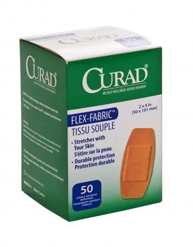 Medline - Non25524 - Curad Flex-Fabric Adhesive Bandages, Extra Large, 2&#34; X 4&#34; Strips, 50 Ct