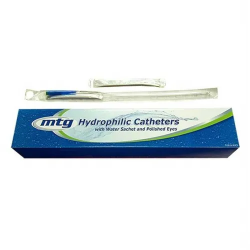 Hr Pharmaceuticals - MTG Catheters - 81212 -  MTG Hydrophilic Straight Tip Male Intermittent Catheter, 12 Fr, 16" Soft Vinyl Catheter with Sterile Water Sachet and Handling Sleeve